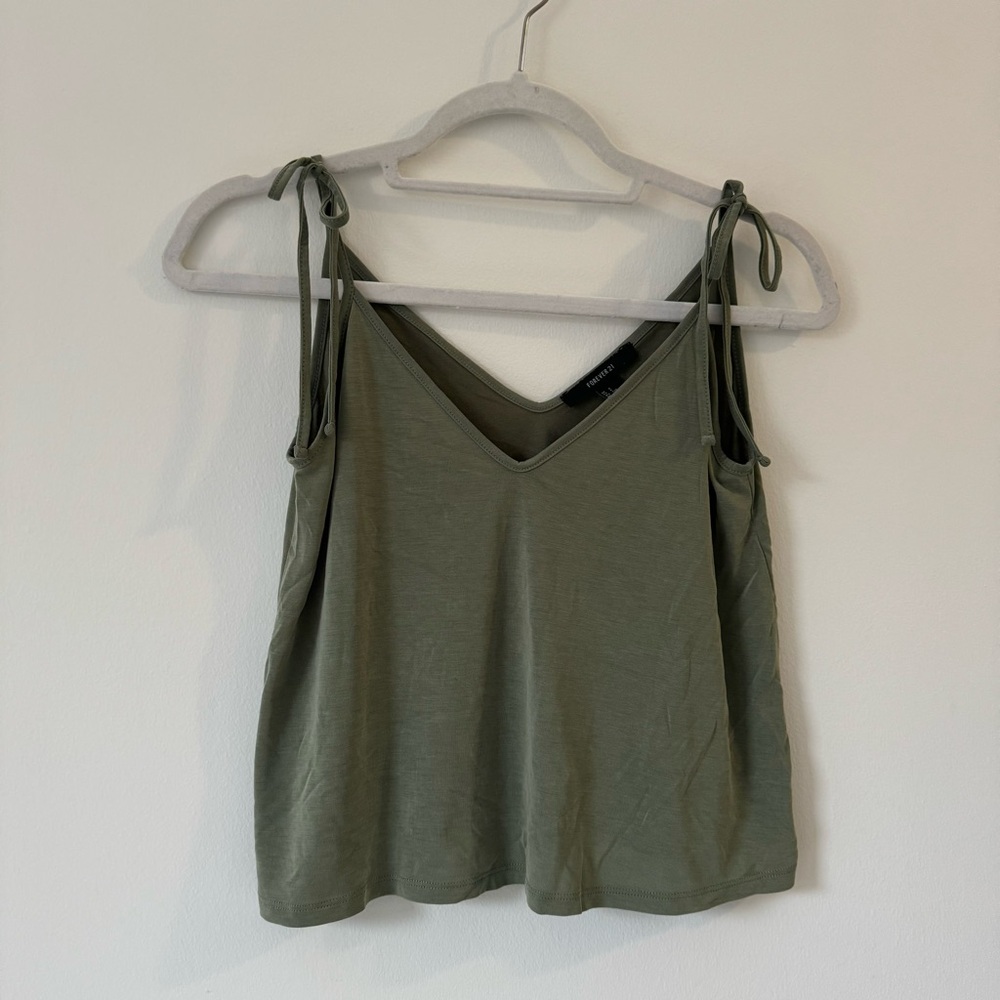 Green Tie Shoulder Tank